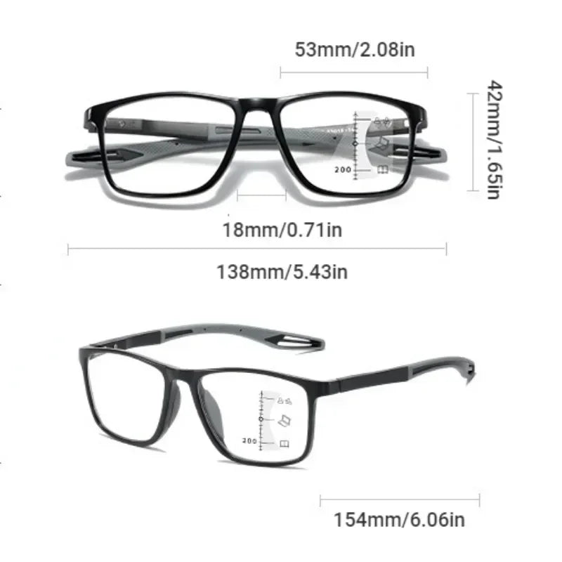 TR90 Anti-blue Light Multifocal Progressive Sports Reading Glasses {BUY 1 GET 1 FREE}