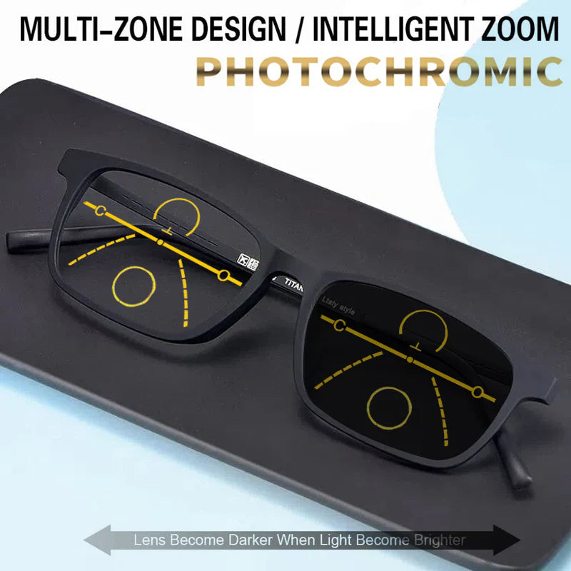 Discover Titanium Progressive Photochromic Multifocal Reading Glasses