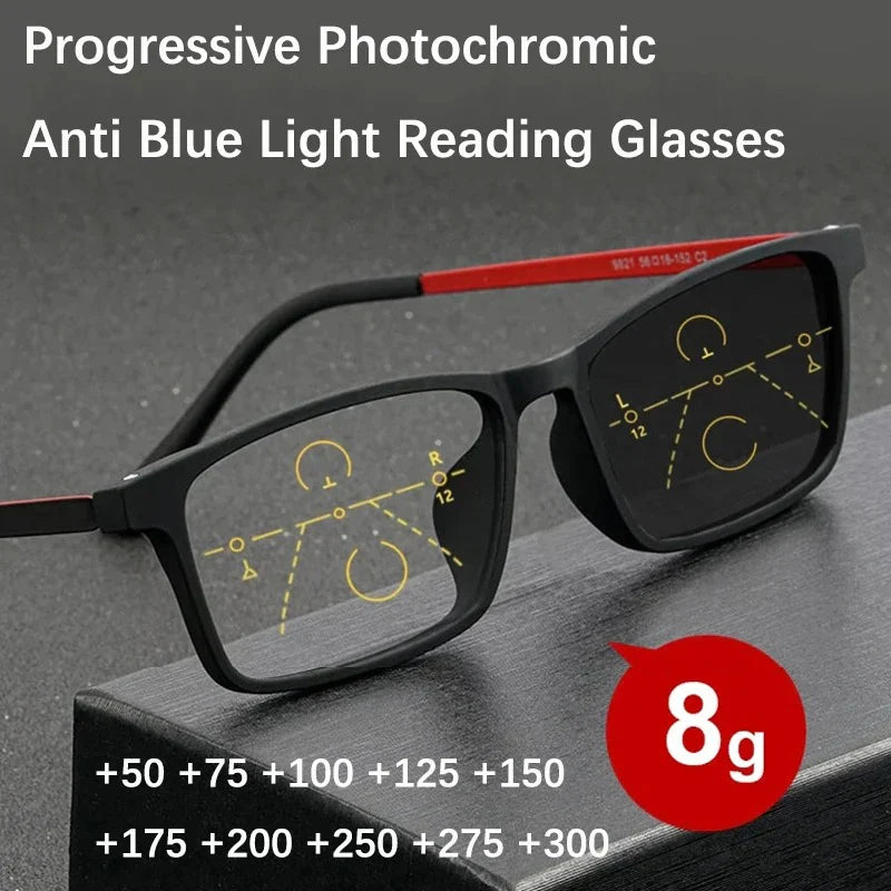 Discover Titanium Progressive Photochromic Multifocal Reading Glasses
